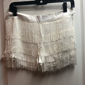 White fringe shorts